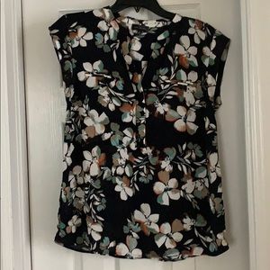 The Limited Dark Navy Floral Blouse